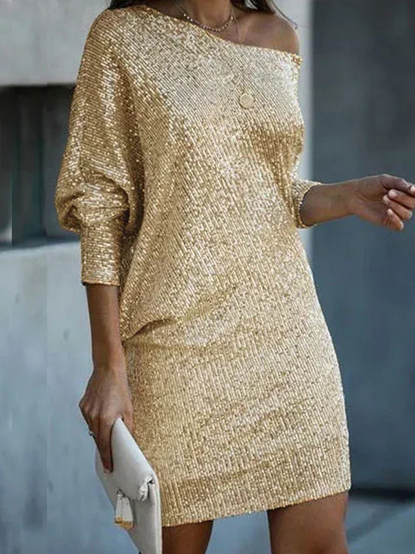 Sequin Gold One-Shoulder Mini Dress thumbnail