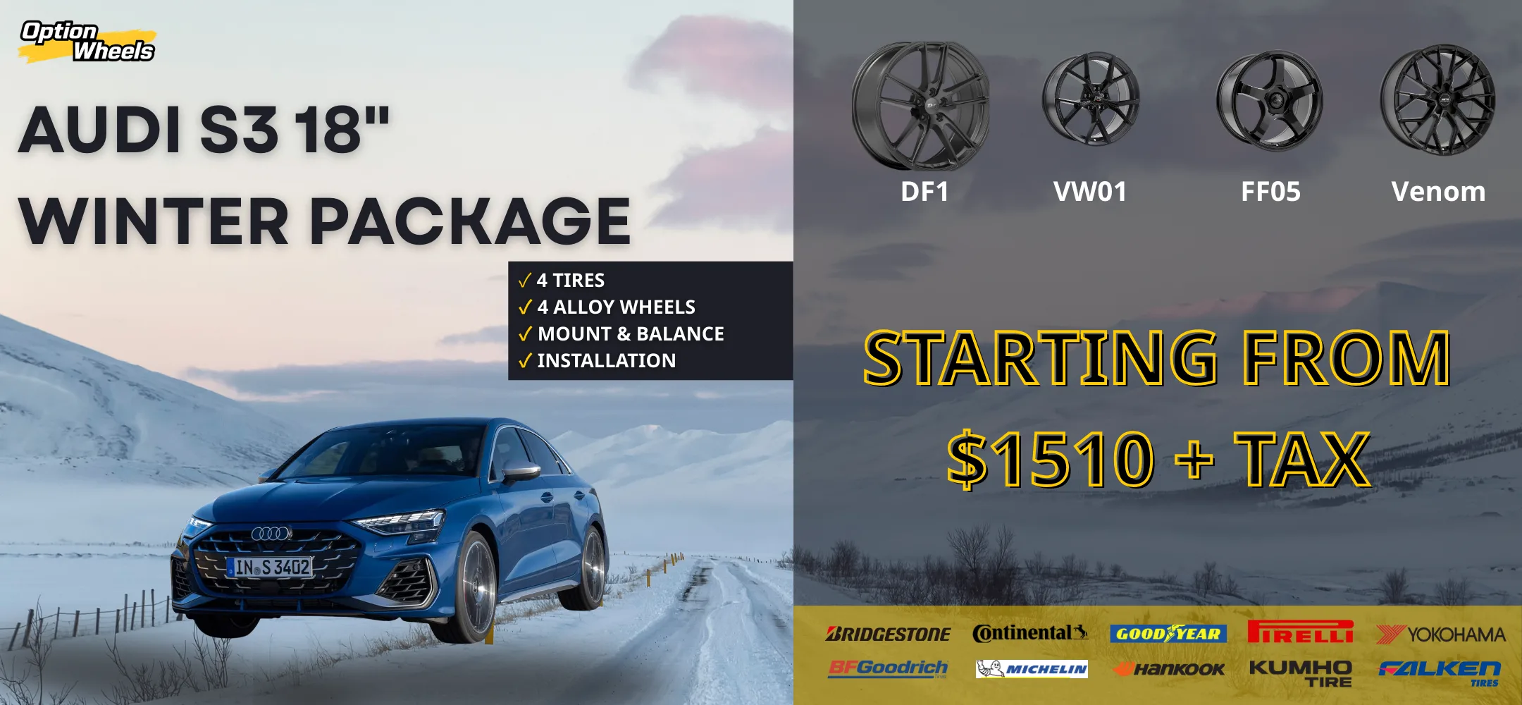 Audi S3 18" Winter Tire Packages – Complete Set thumbnail