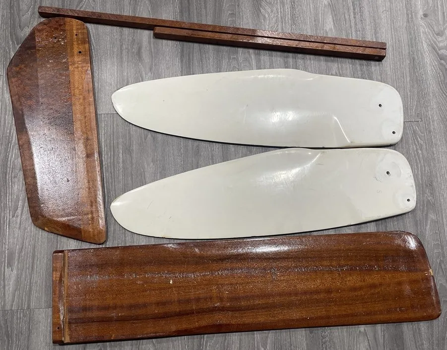 Vintage Mahogany & Fiberglass Rudders – Set of 4 thumbnail