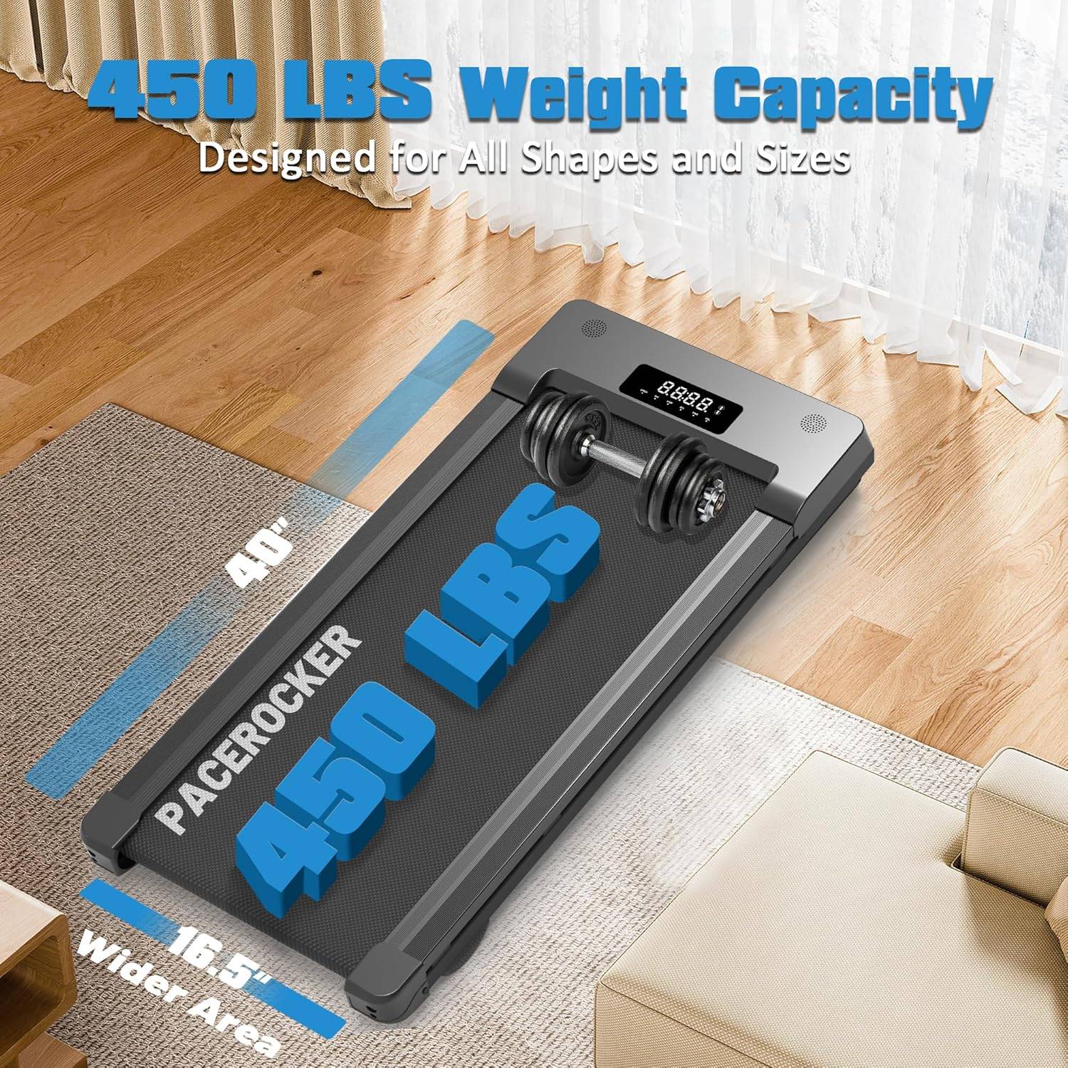 Ultimate Walking Pad: 12% Incline, 450lbs, 5MPH Black - photo 4