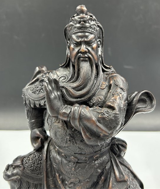 RARE ANTIQUE-STYLE GUAN YU WARRIOR STATUE – 10.5” TALL - photo 2