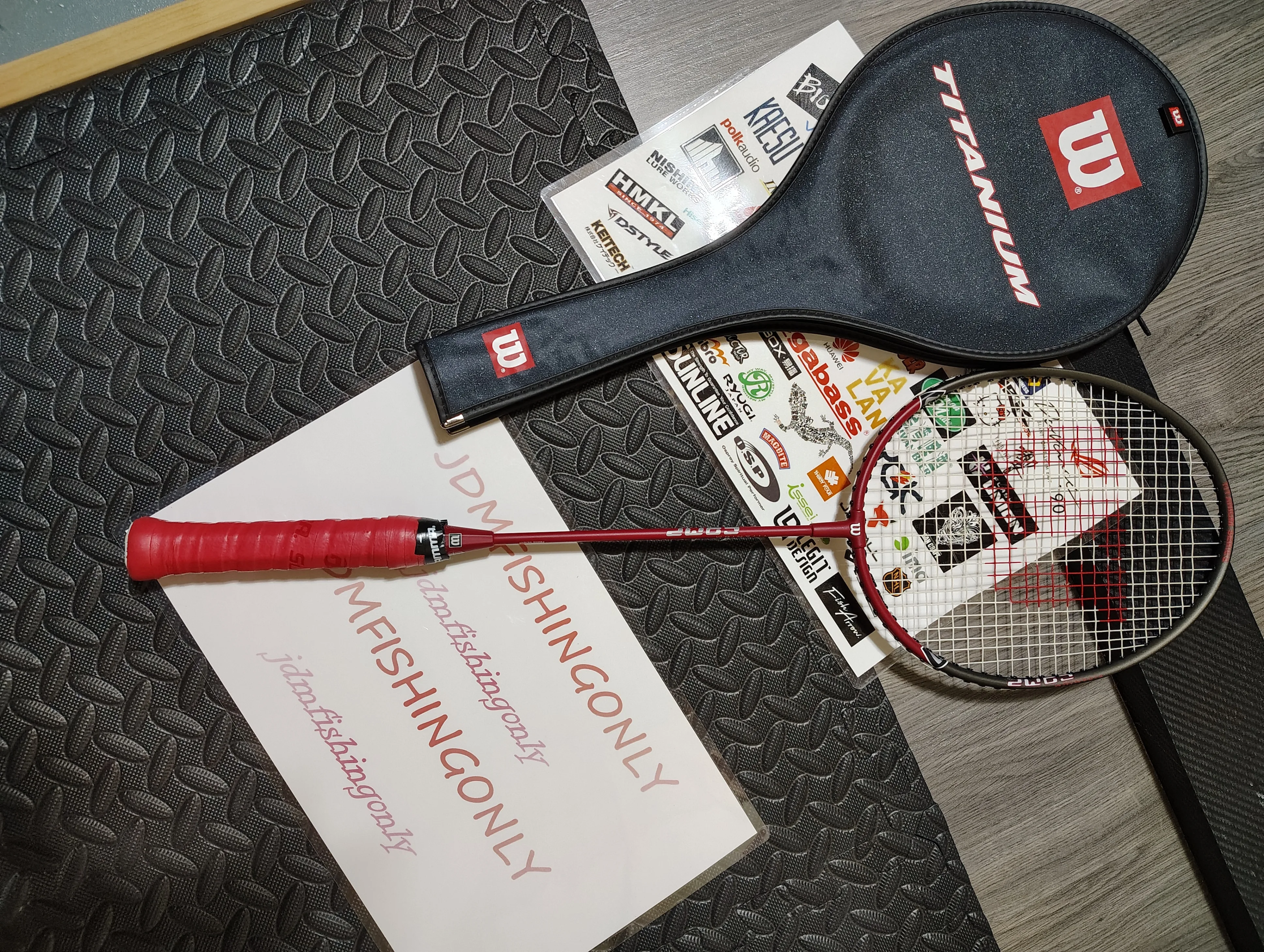 MINT (USED ONCE) Wilson Titanium COMP Badminton Racquet w Cover image indicator(3)