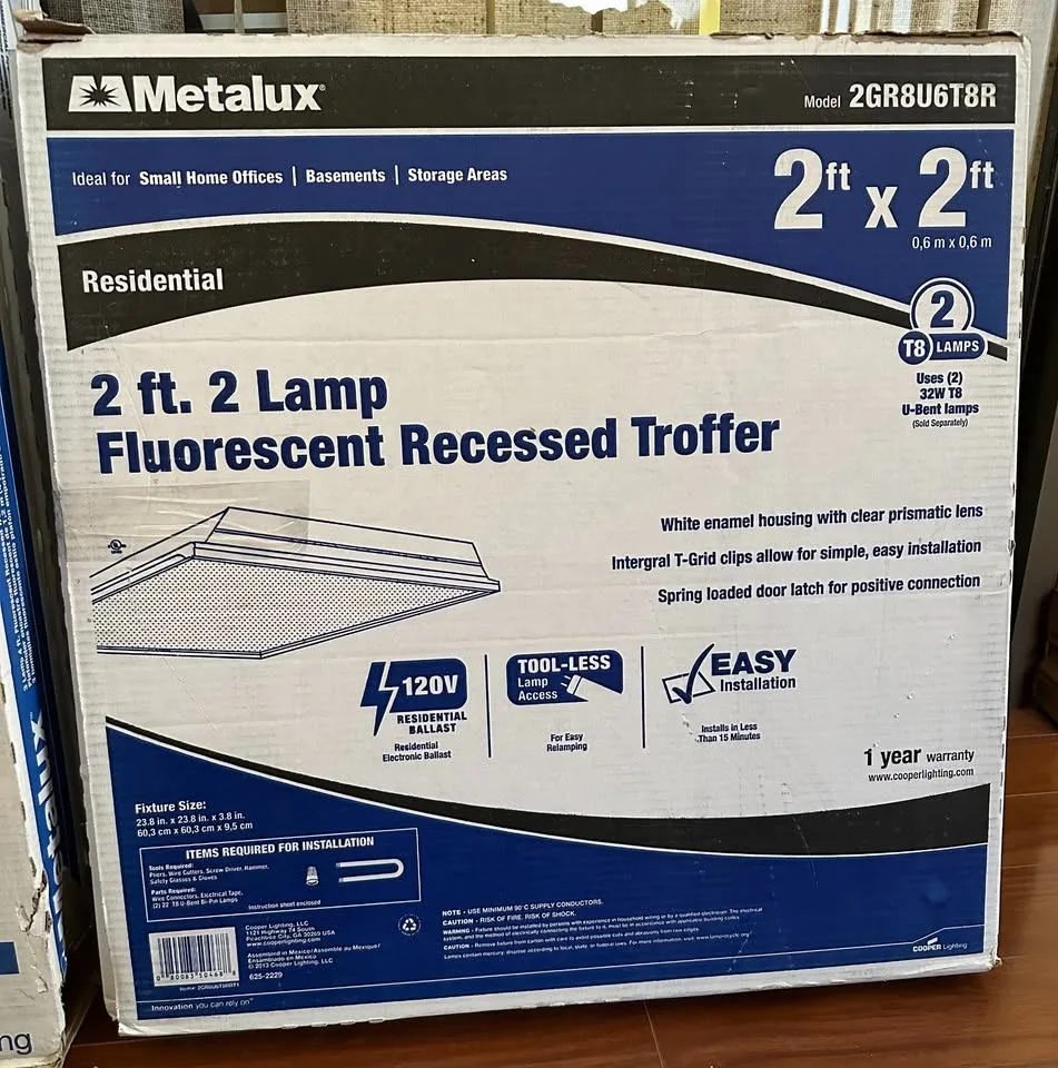 Brand New - 2ft. 2 Lamp Fluorescent Recessed Troffer