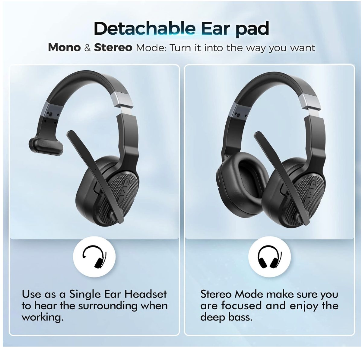 Trucker Bluetooth Headset Wireless Noise Cancelling Mic 50Hrs - photo 2
