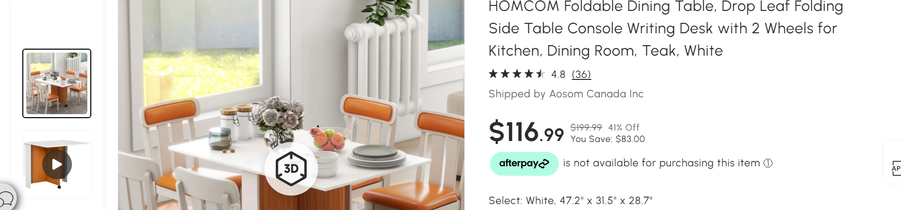 White Foldable Dining Table - photo 2