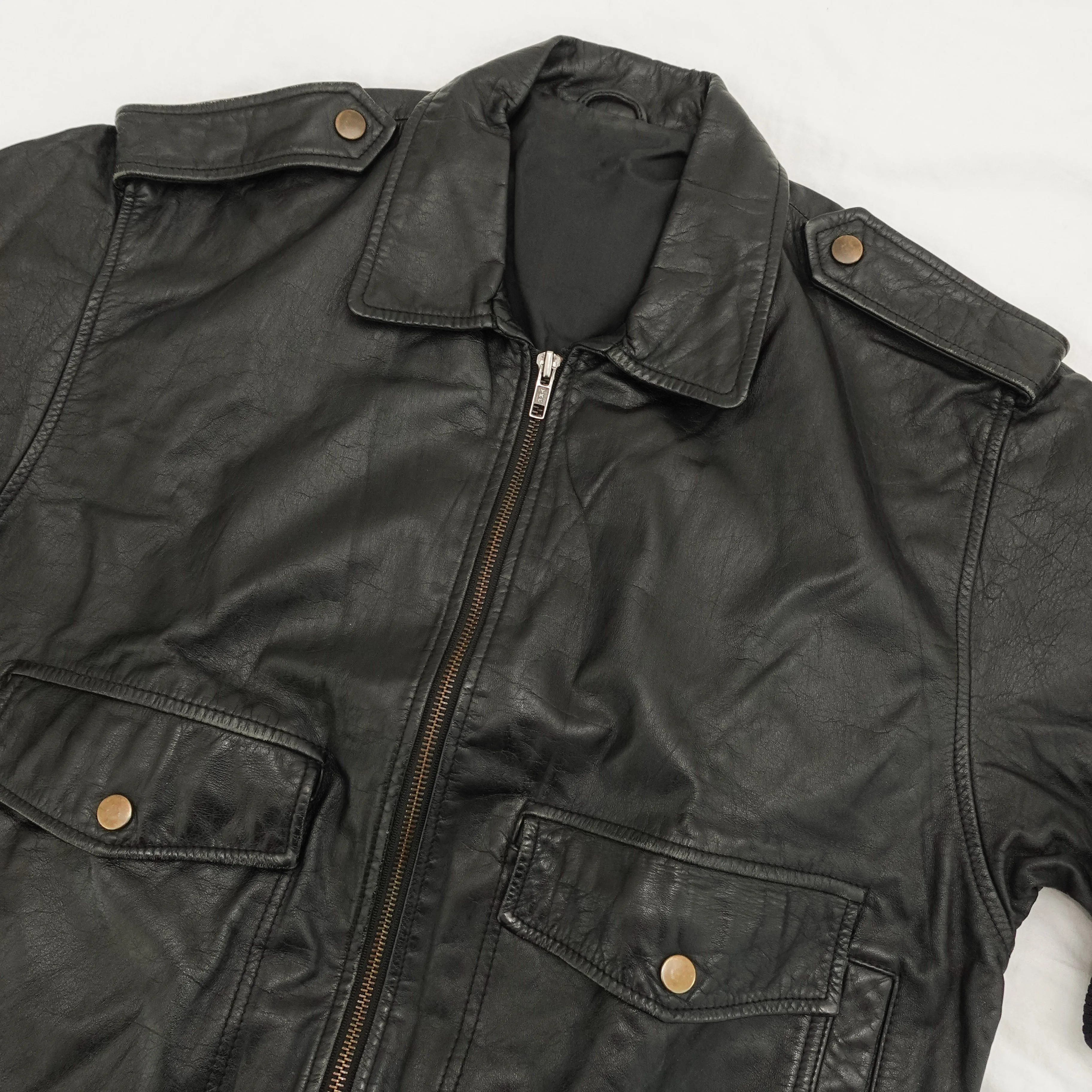 Vintage 70s Classic Leather Jacket - Small image indicator(3)