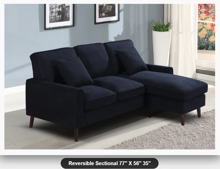 Brand new black velvet sectional thumbnail