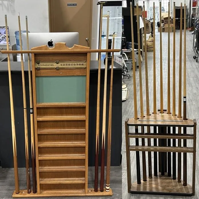POOL CUE RACKS & 14 CUES +REST – DUFFERIN & VINTAGE SCORING UNIT thumbnail