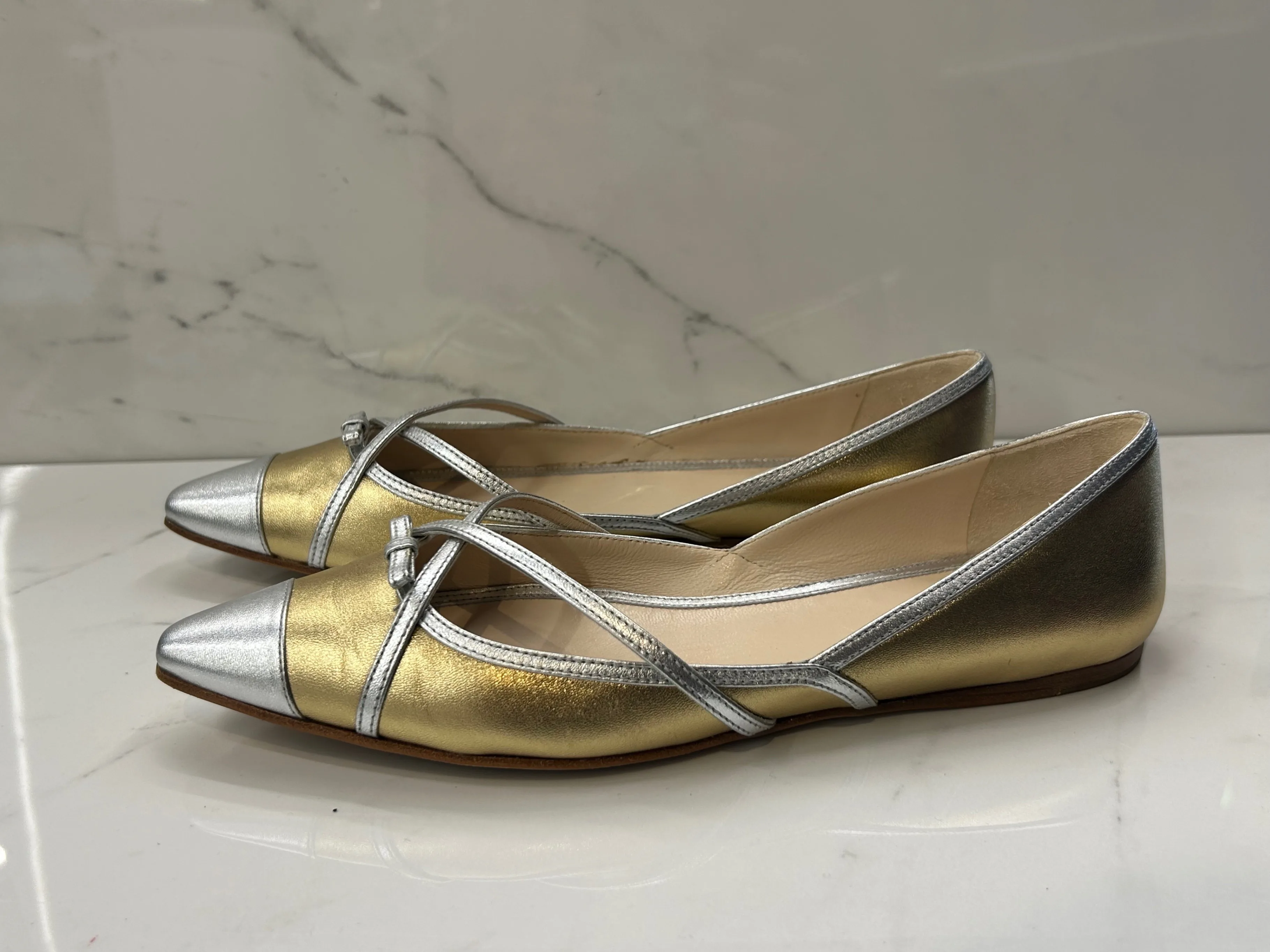 Prada Leather Printed D'Orsay Ballet Flats thumbnail