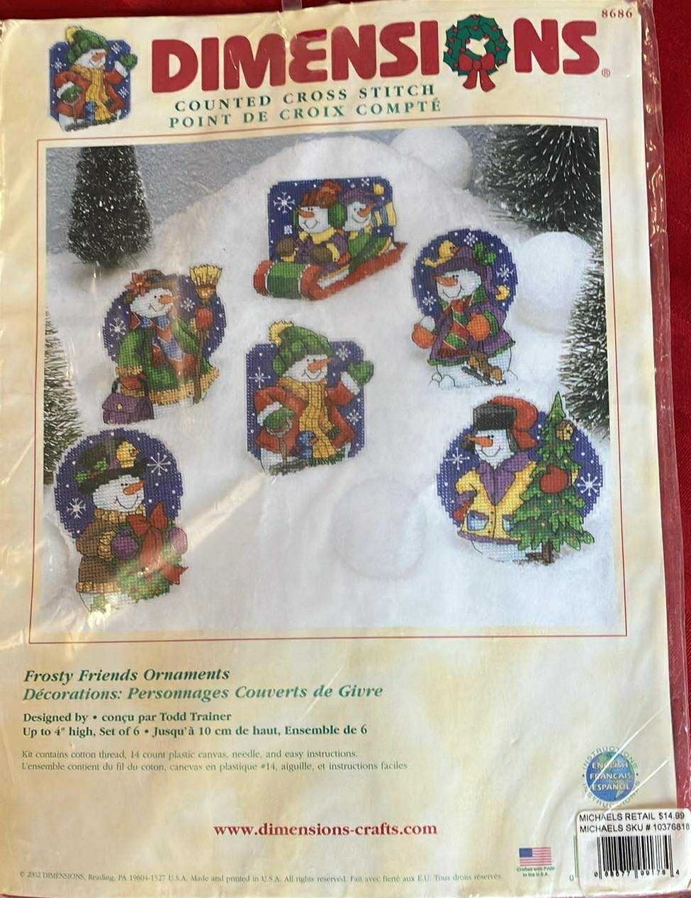 Dimensions Frosty Friends Christmas Ornaments Cross Stitch Kit