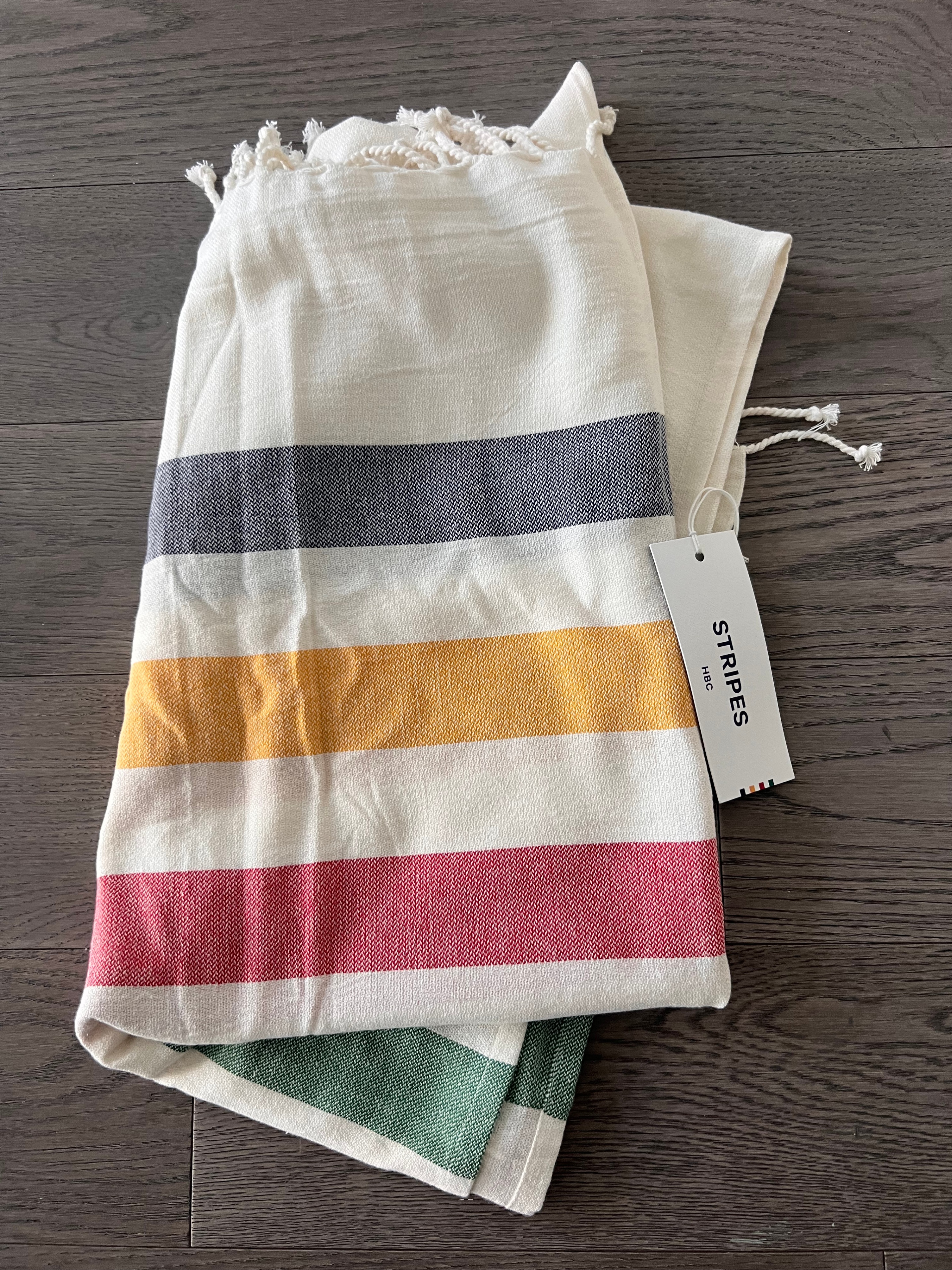 Hudson Bay Company Cotton Turkish Towel, Multi-Stripe Blanket - photo 3
