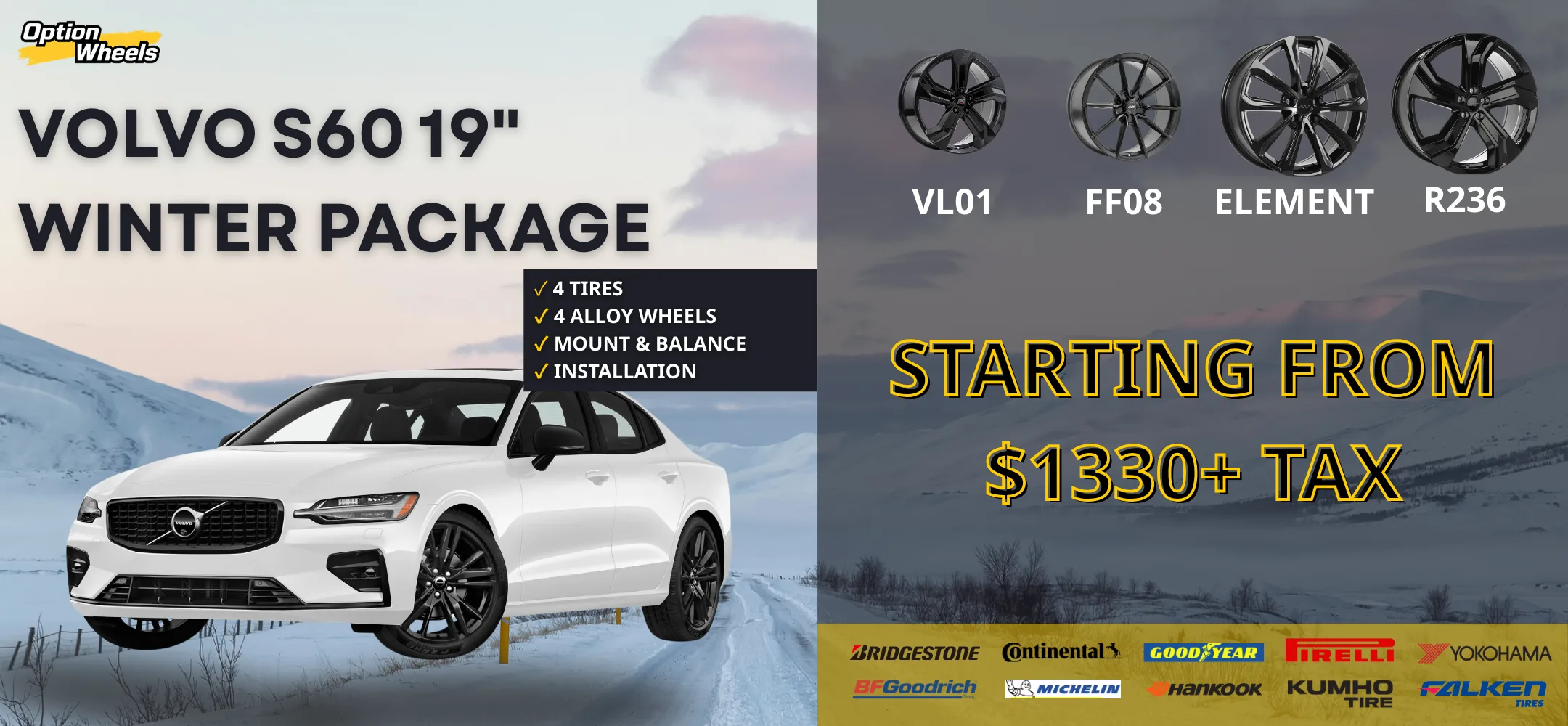 Volvo S60 19" Winter Tire Packages – Complete Set thumbnail