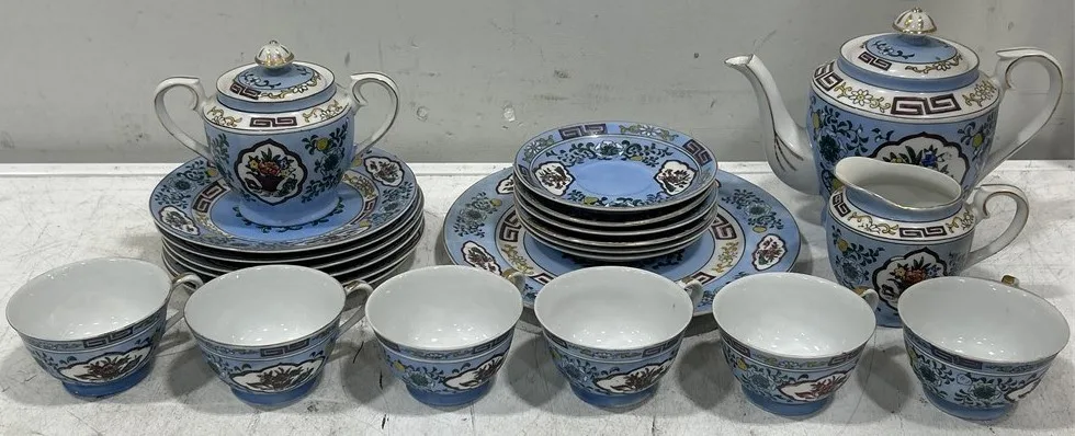 Antique Porcelain 24 Piece Tea Set Hand-Painted Floral 1920s–30s image indicator(4)