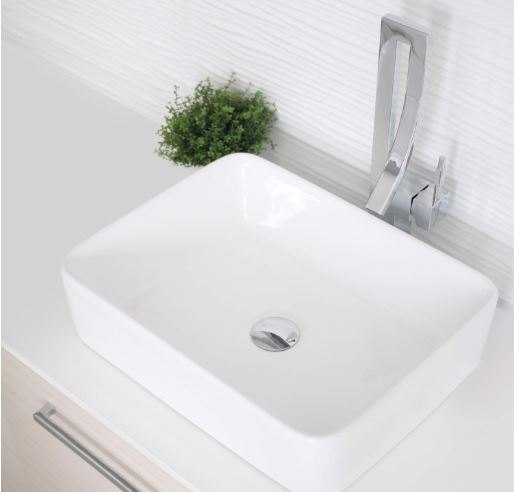 Rectangular Fireclay Vessel Bathroom Sink in White - photo 3