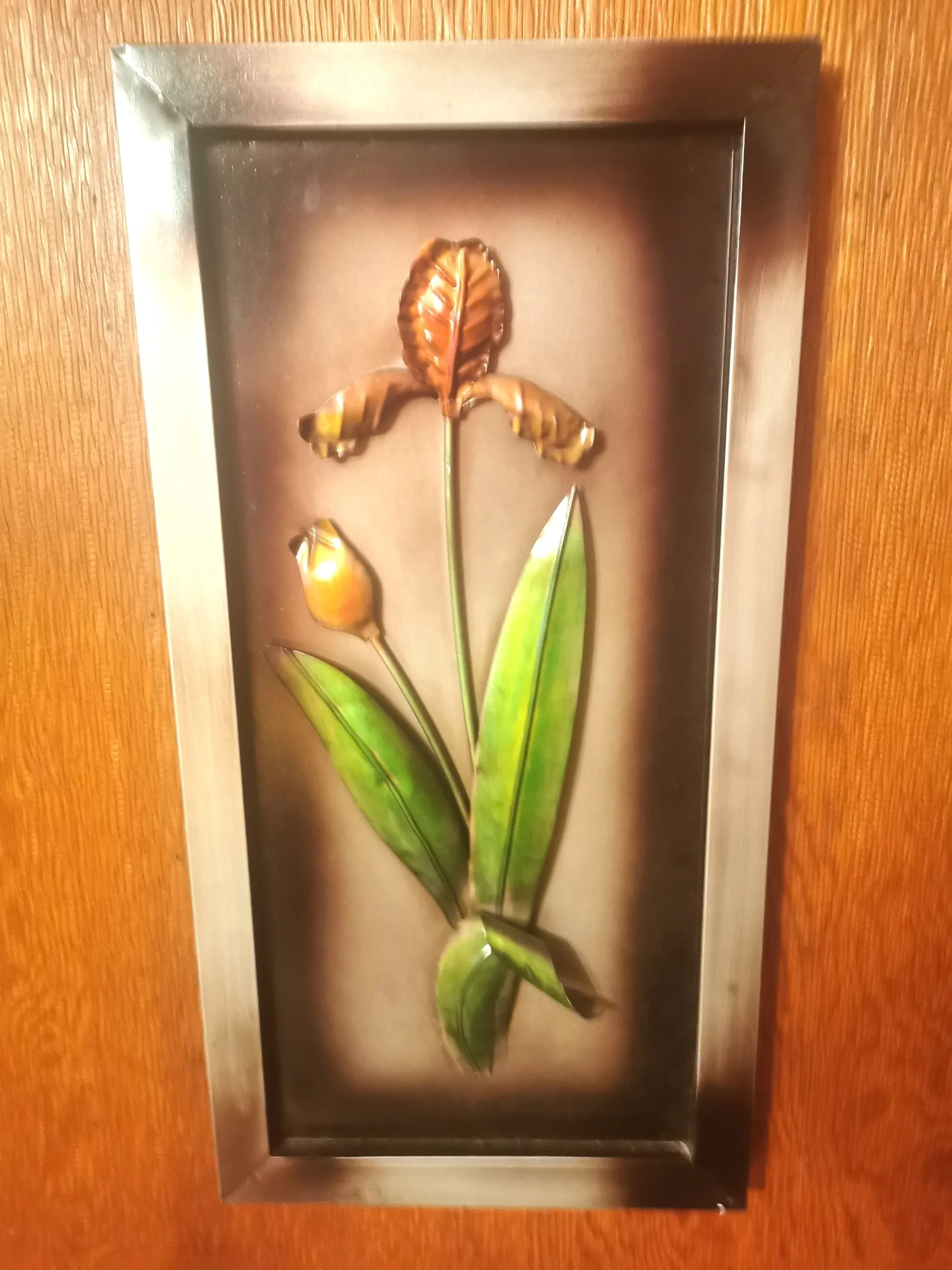 Vintage Steel Flower Wall Art - 1960s Floral Metal Art Panels image indicator(4)