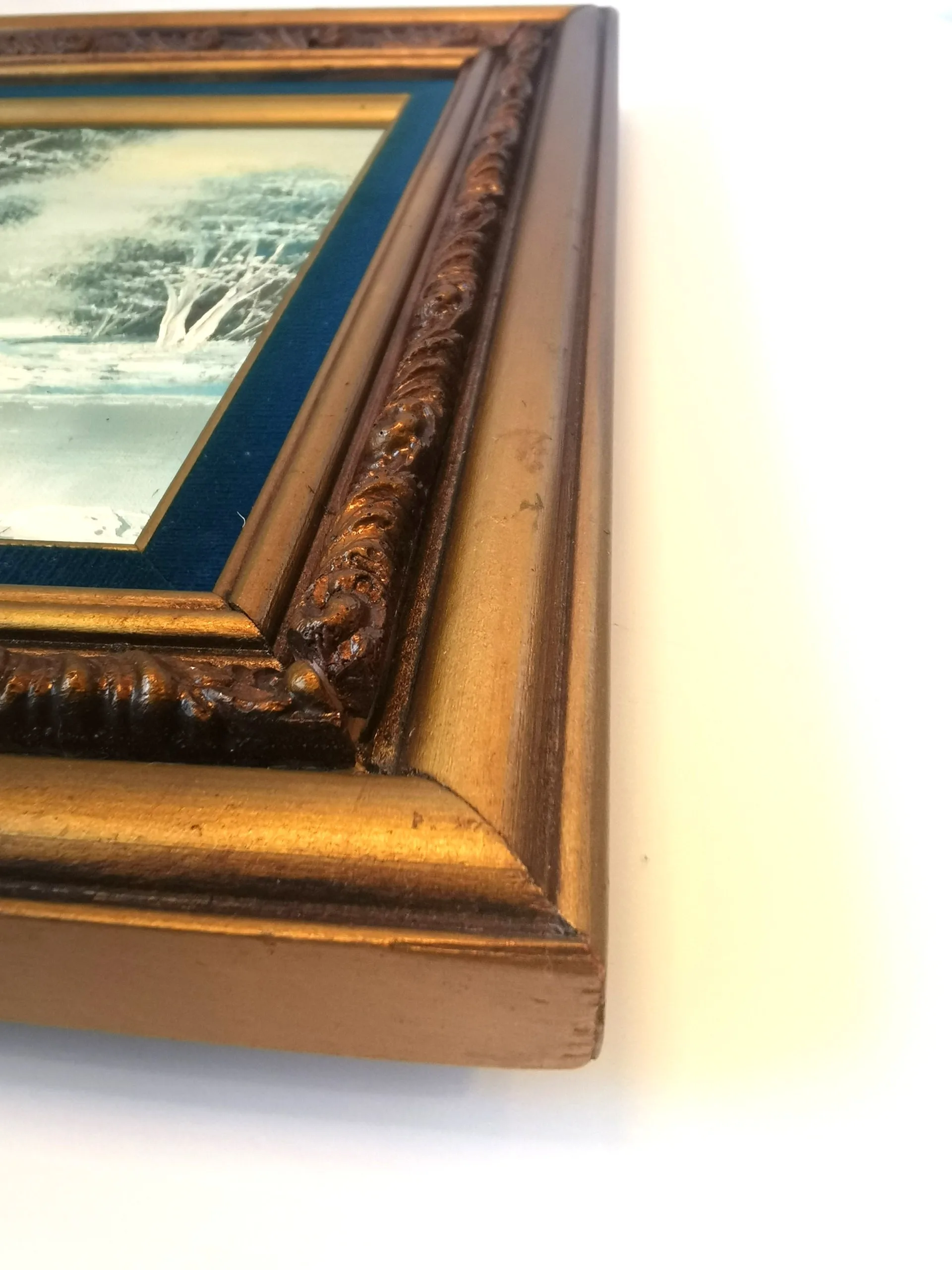 Vintage Signed Winter Landscape Oil Painting Ornate Gilded Frame image indicator(4)