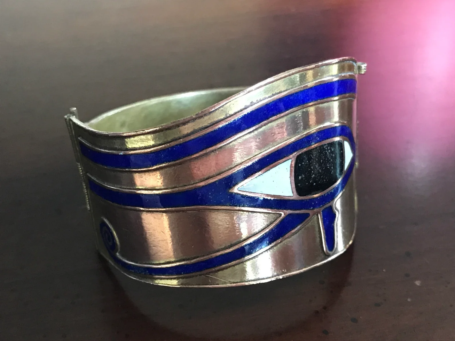Eye of Horus Enamel Cuff Bracelet - Egyptian Revival - photo 2