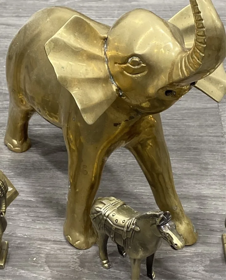 Vintage Brass Elephant, Xi’an Warriors & Horses + Candlesticks image indicator(3)