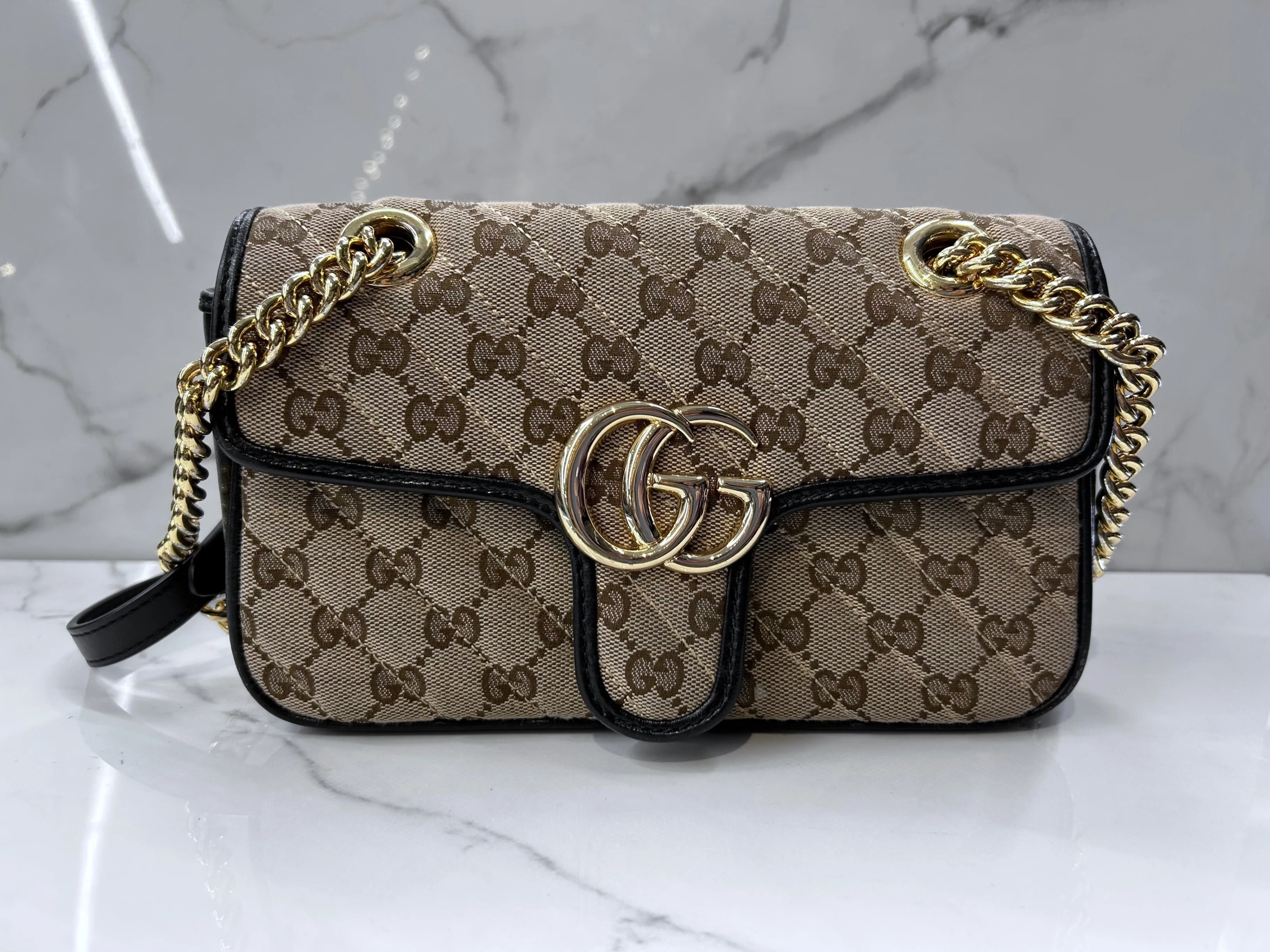 Gucci GG Pattern Marmont Chain Shoulder Bag thumbnail