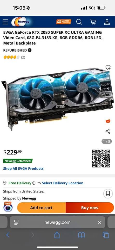 EVGA GeForce RTX 2080 SUPER XC 8GB. Like new!