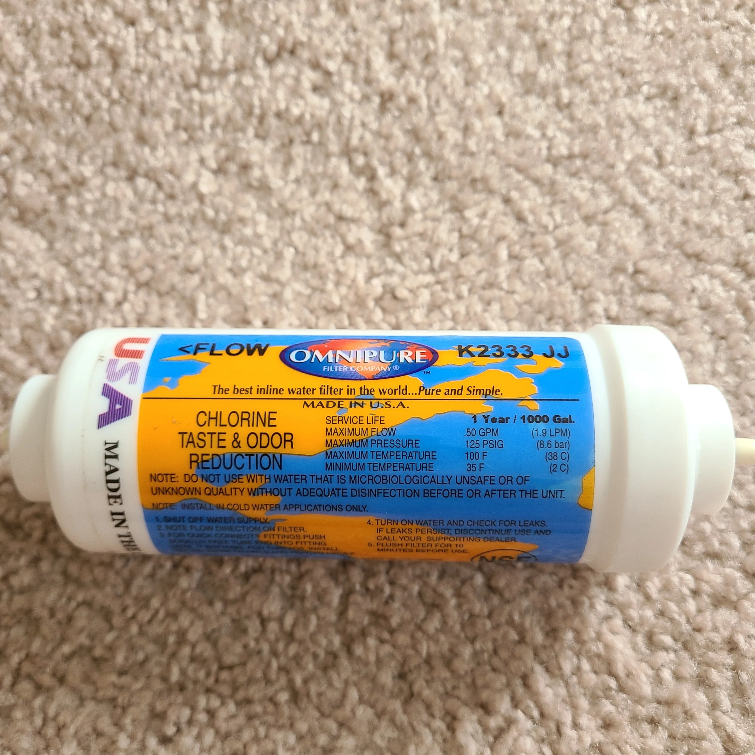 Carbon Inline Filter K2333-JJ for RO water system image indicator(4)