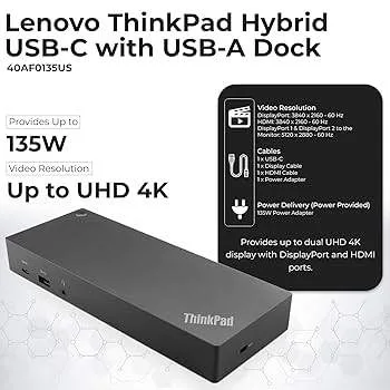 BRAND NEW Lenovo ThinkPad Hybrid USB-C USB-A Dock (40AF0135US) thumbnail