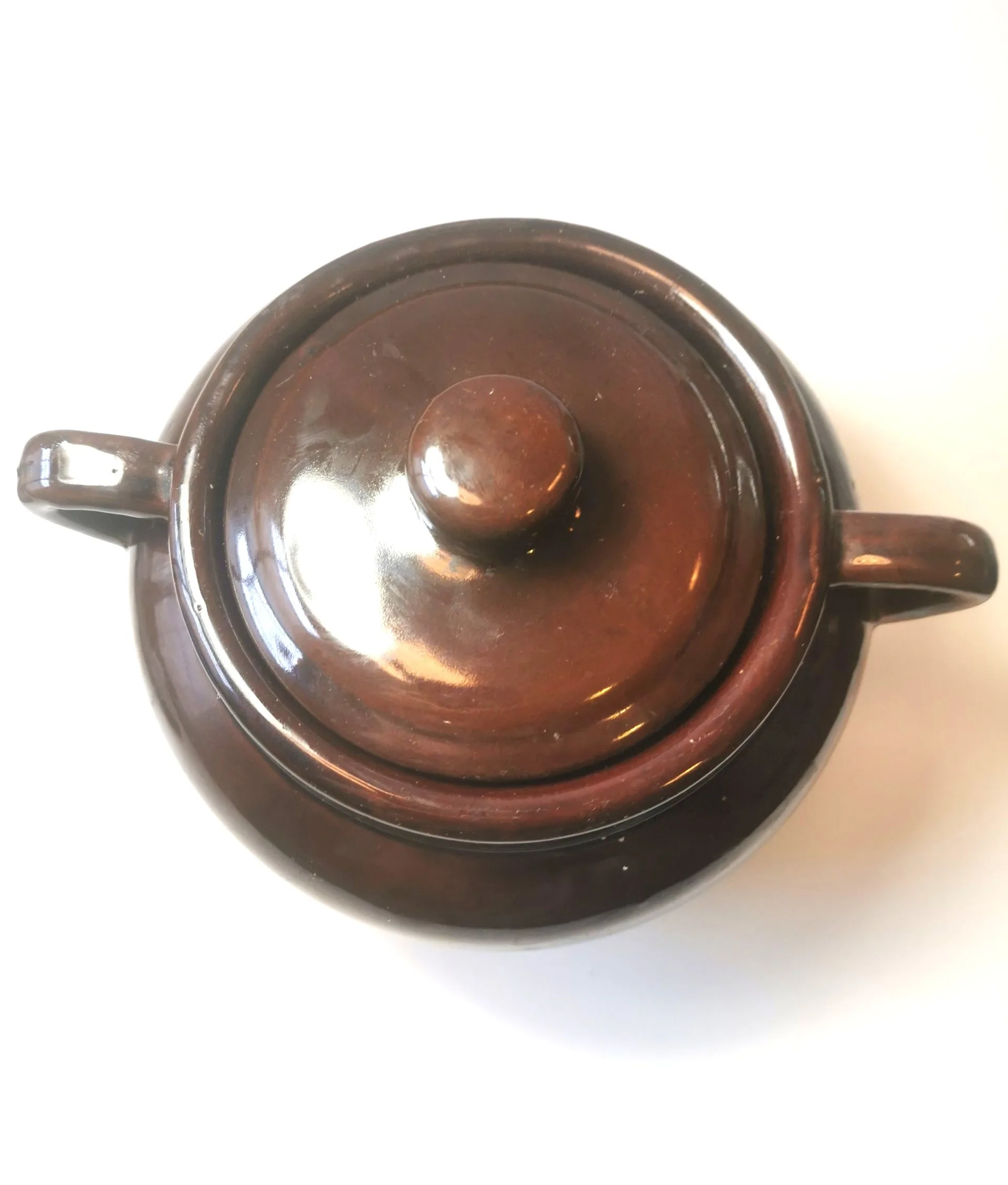 Crock Stoneware Bean Pot Vintage Double Handle Made in Taiwan image indicator(2)