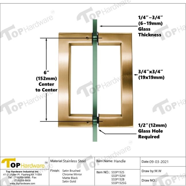 Top Hardware Steel 304 Grade Tubular Shower Door Handle - photo 4