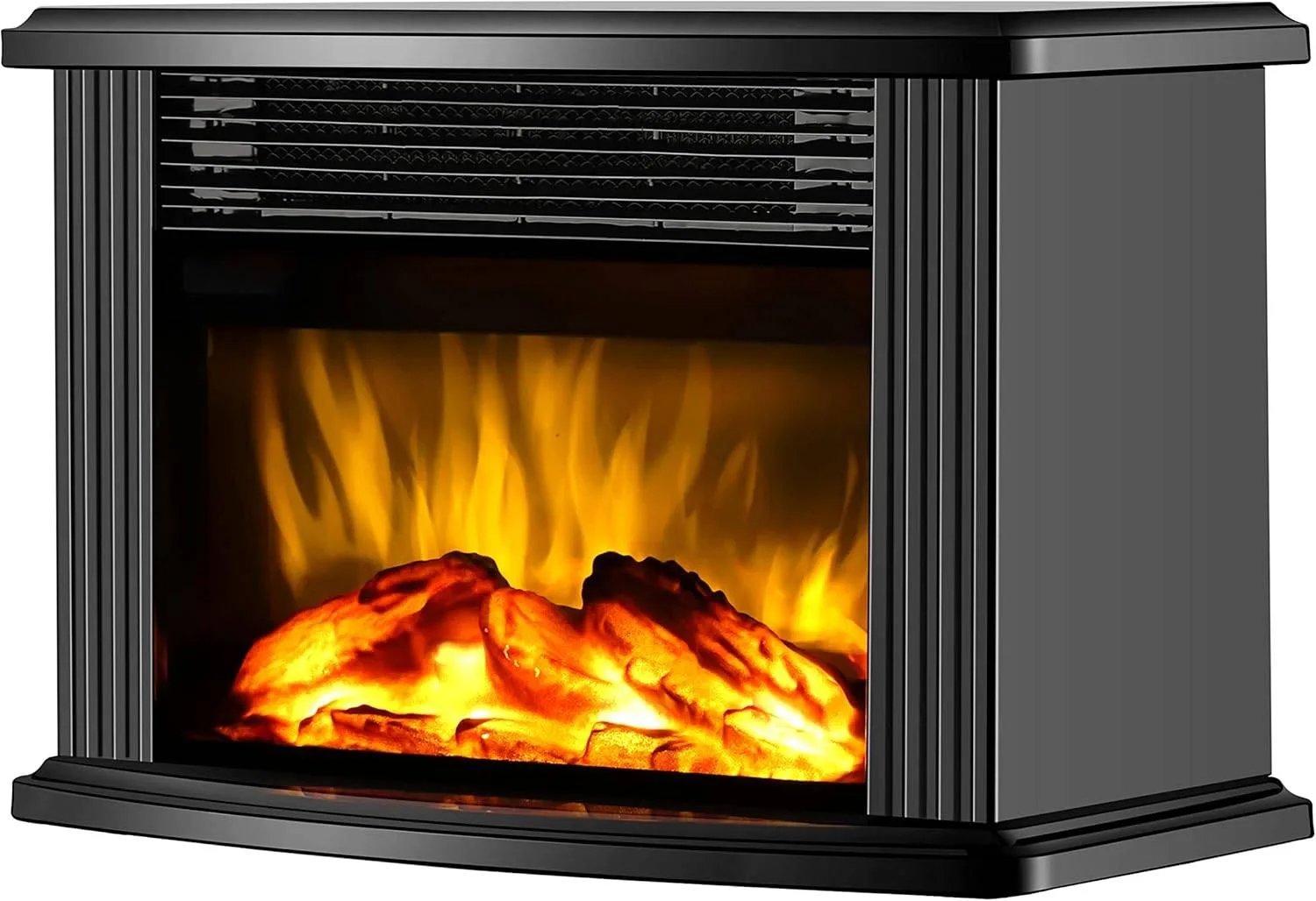 14" Mini Electric Fireplace Heater, 1500 W, Black Metal Frame thumbnail