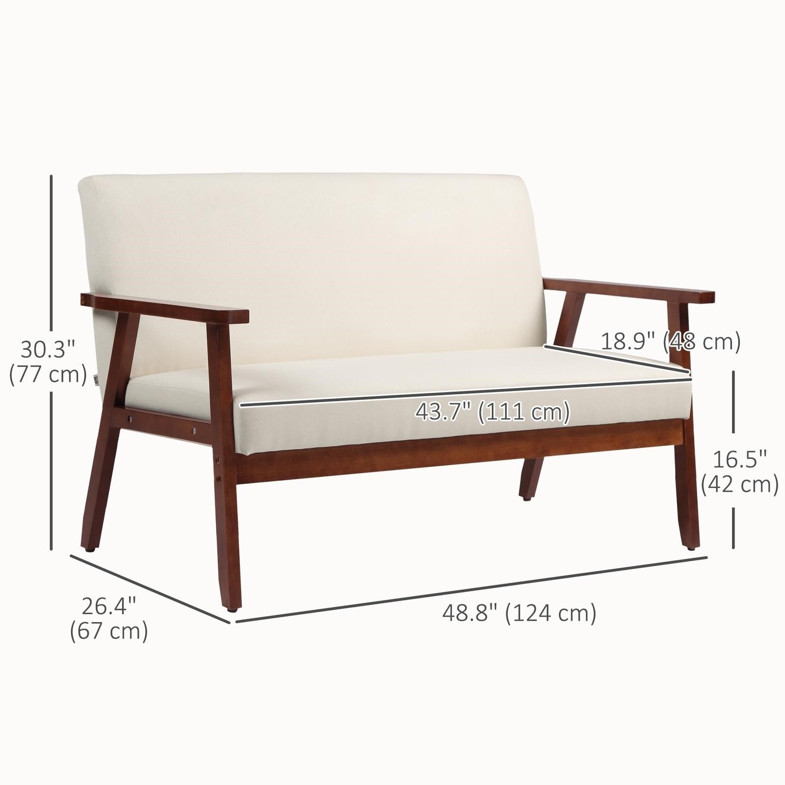 New-HOMCOM Compact Loveseat Sofa Couch- Cream White - photo 4