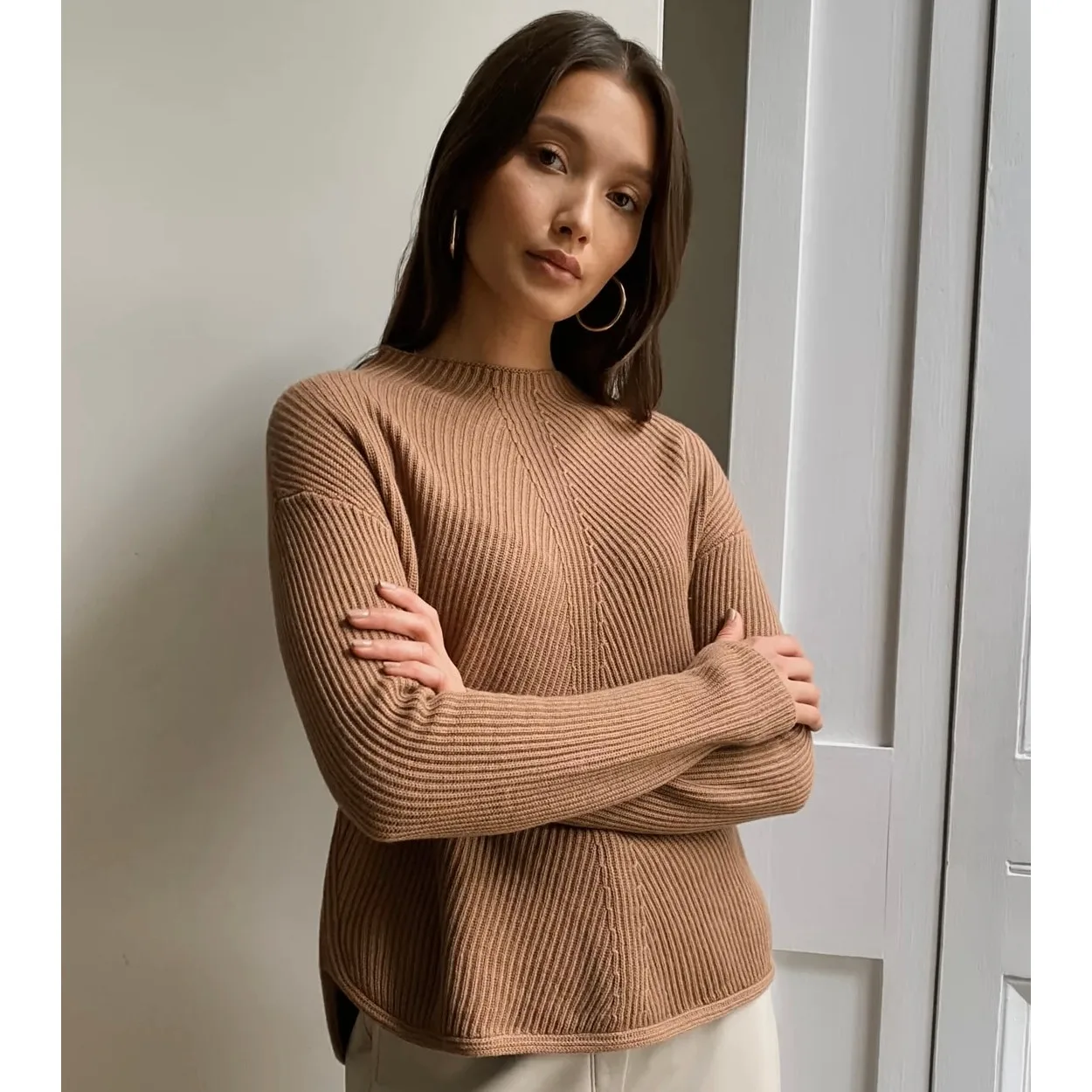 Aritzia Babaton Chalmers Sweater - Heather Constant Camel -Sz XS thumbnail
