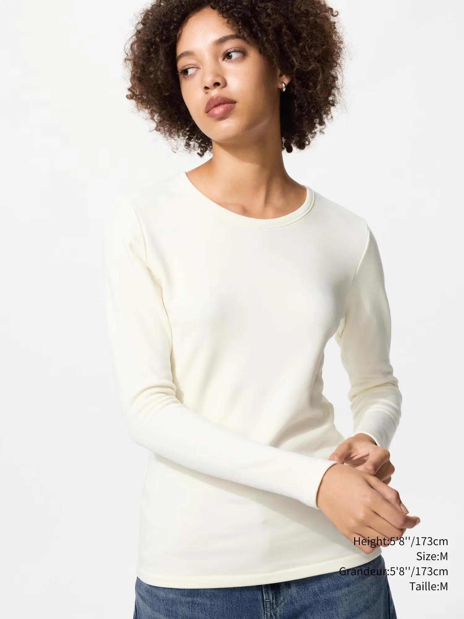 Uniqlo Heattech Ultra Warm Crew Neck Long Sleeve -Off-White-Sz S thumbnail