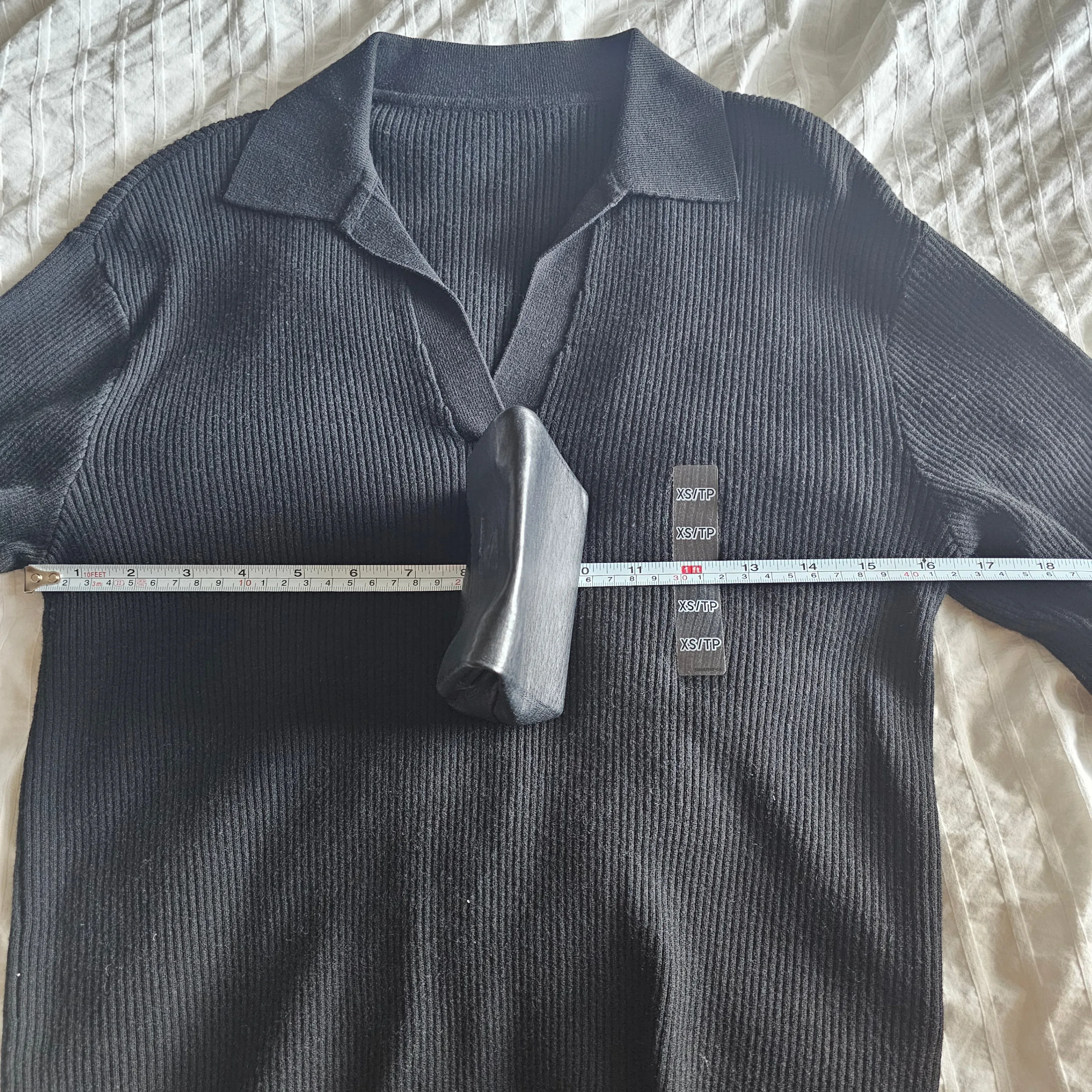 NWT Uniqlo Washable Knit Ribbed Polo Sweater - 2024 - Black - XS image indicator(9)