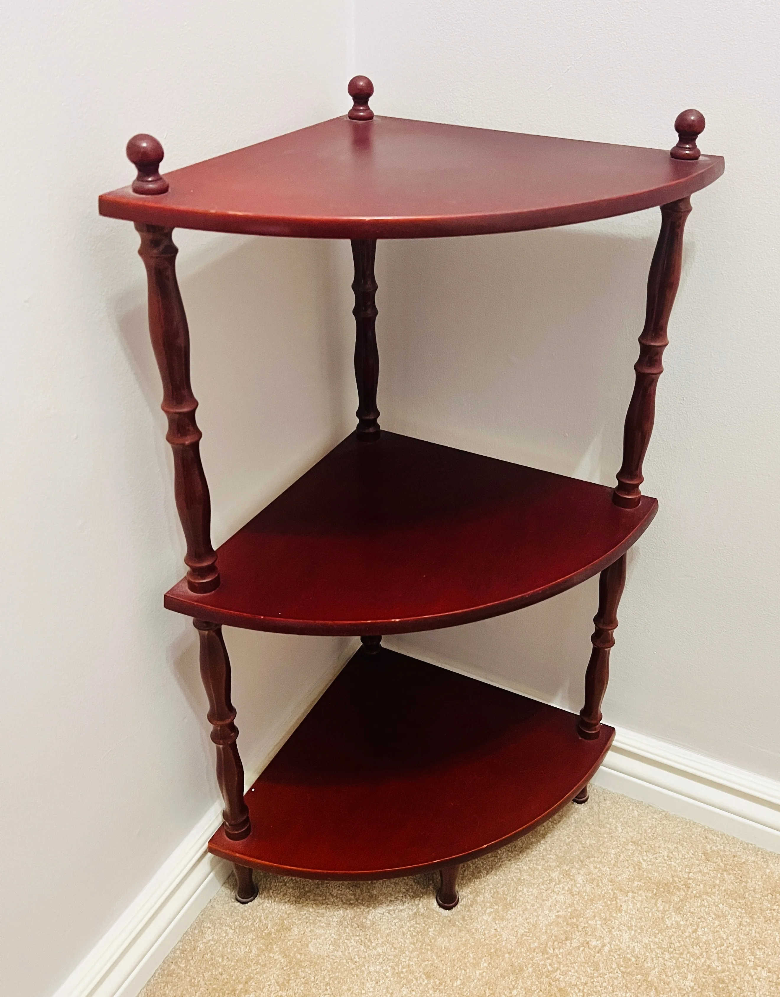 Wooden 3-Tier Corner Shelf – Classic Mahogany Finish thumbnail
