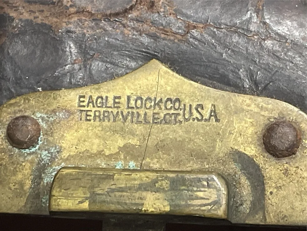 RARE 1900s Vintage Crocodile Leather Suitcase - Eagle Lock Co. image indicator(2)