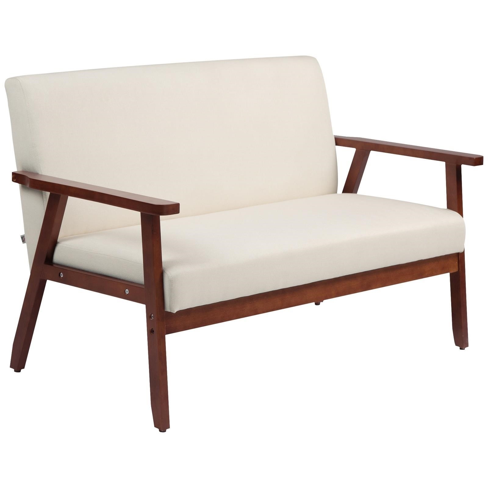 New-HOMCOM Compact Loveseat Sofa Couch- Cream White - photo 3