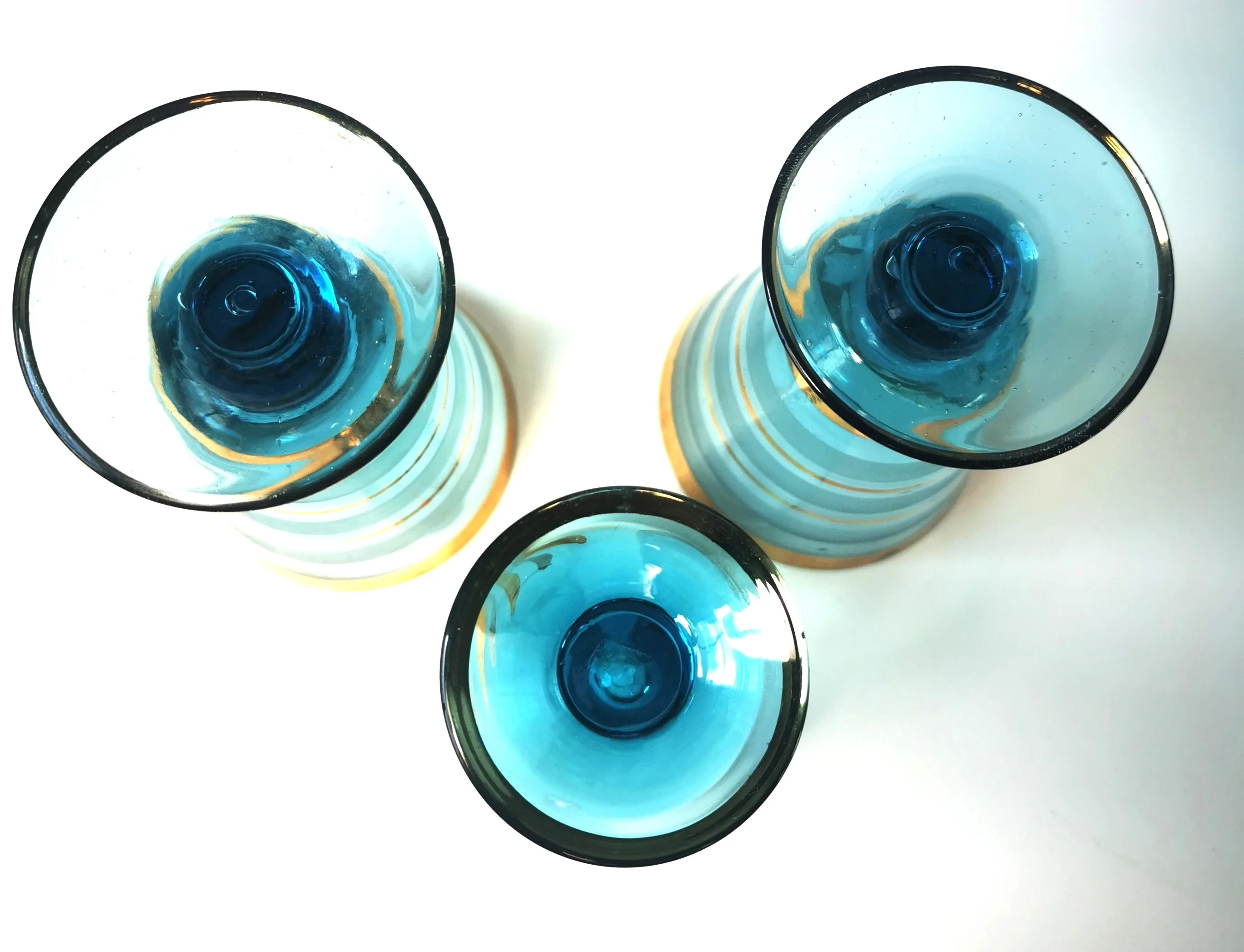 Turquoise Glassware with Gold Accents - Elegant Collectible Set image indicator(2)