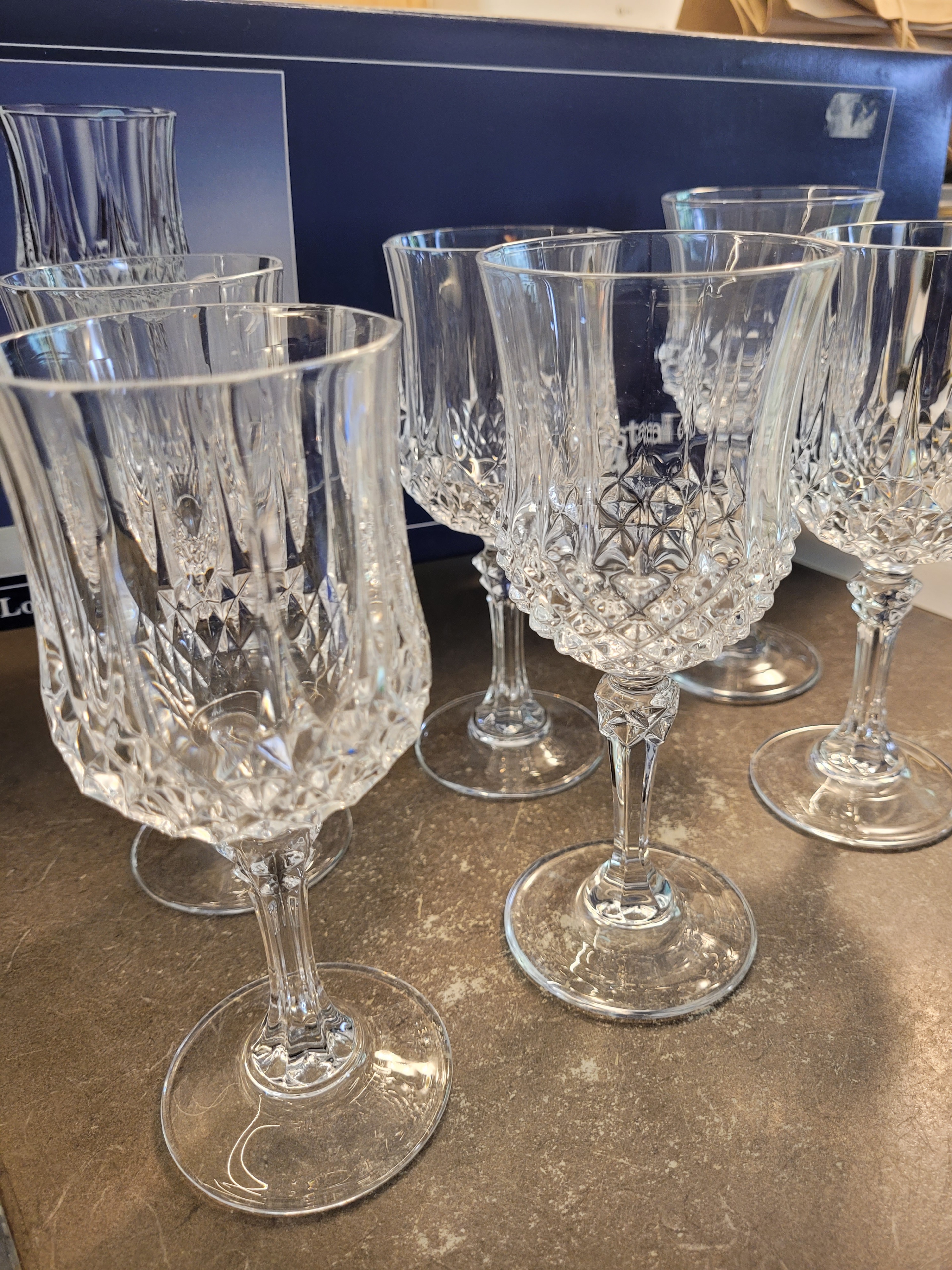 Vintage Set of Cristal D'Arques Longchamp Crystal Wine Glasses