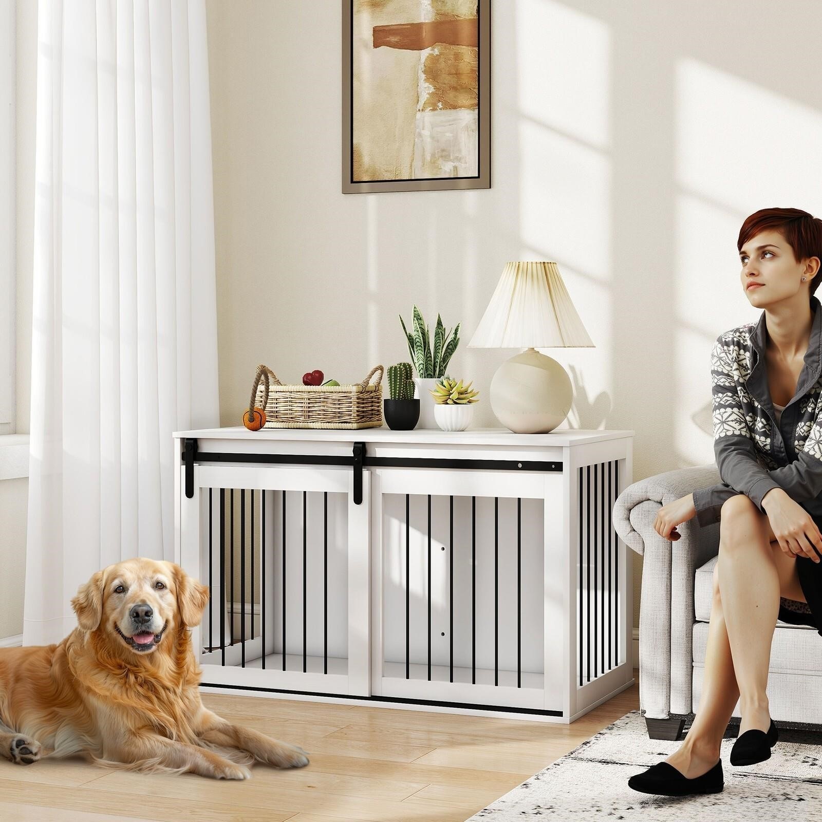 New PawHut 46.5" Dog Crate Furniture, End Side Table for XL Dogs - photo 2