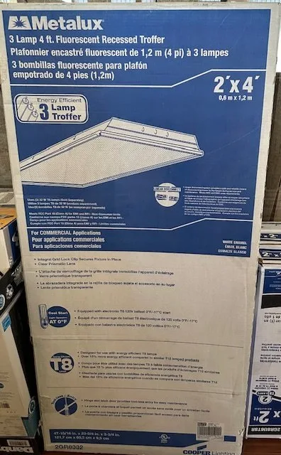 Brand New – 2’ x 4’ – 3 Lamp, 4 Ft. Fluorescent Recessed Troffer