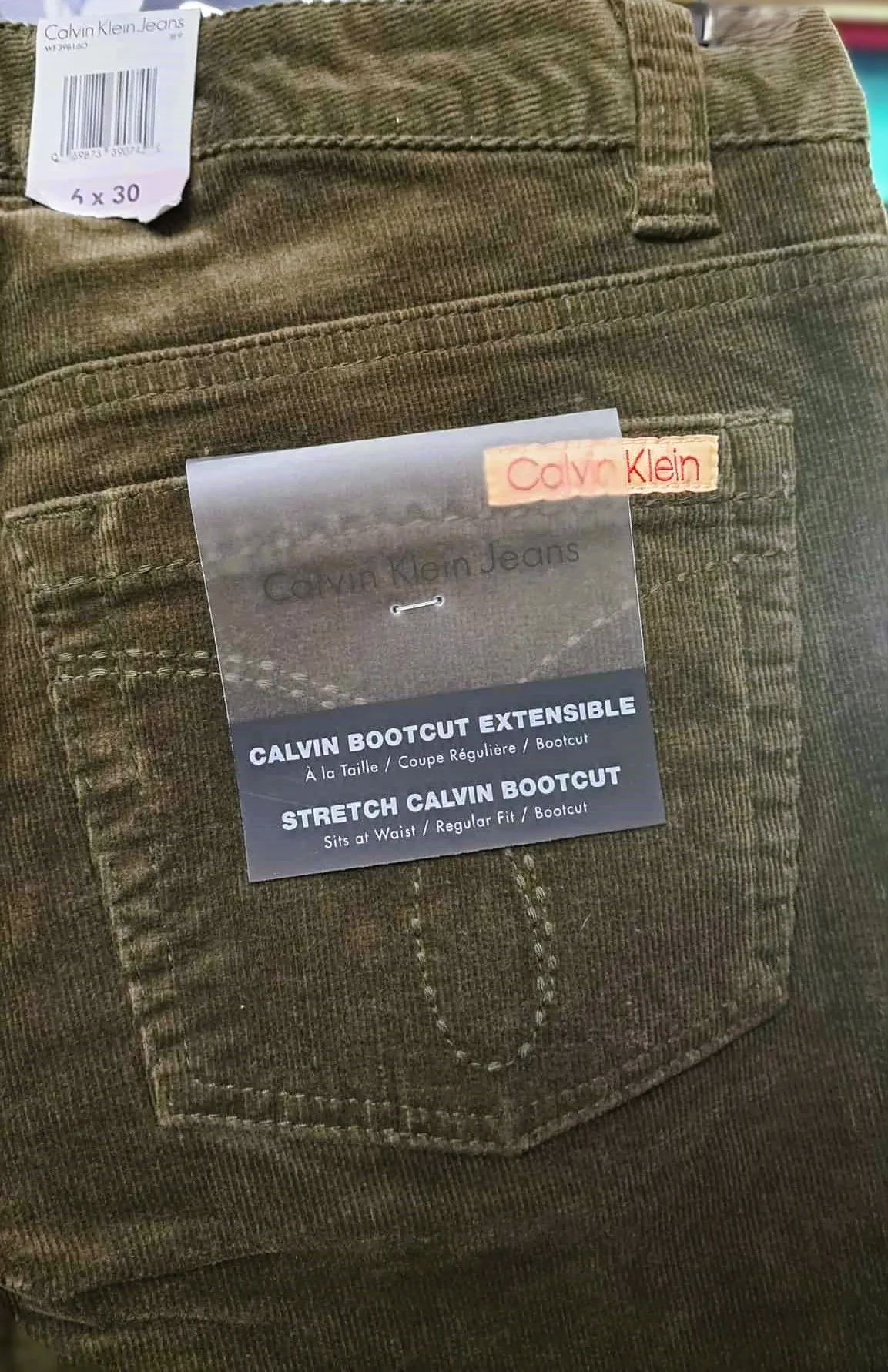 New Calvin Klein Stretch Corduroy Bootcut Pants thumbnail