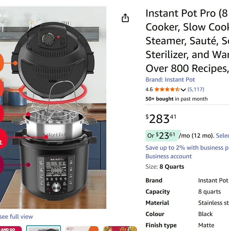 Instant Pot Pro (8 QT) 10-in-1 Pressure Cooker image indicator(4)