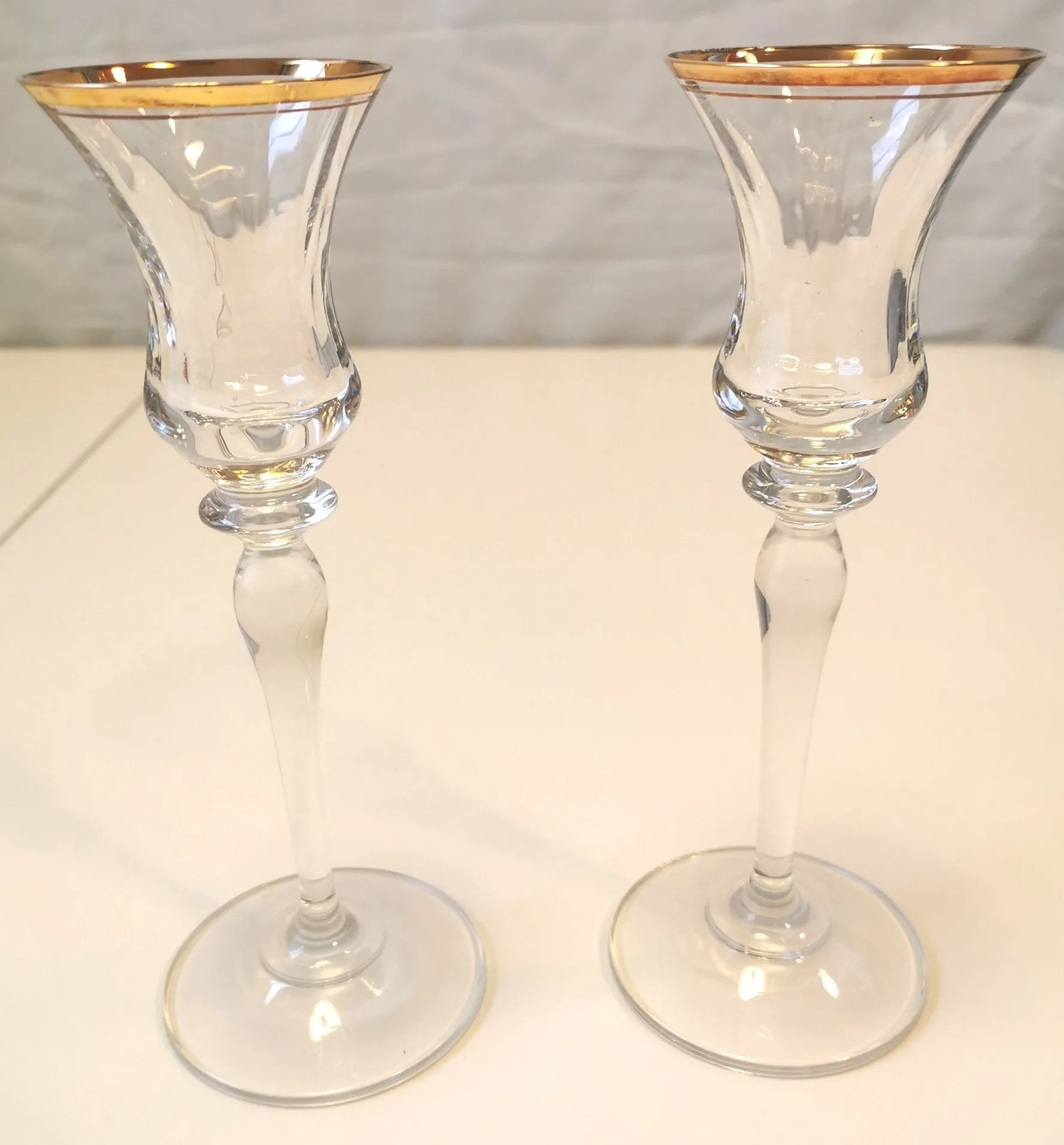 Mikasa Trousseau Gold Trim 7.75” Candlestick Candle Holders image indicator(2)