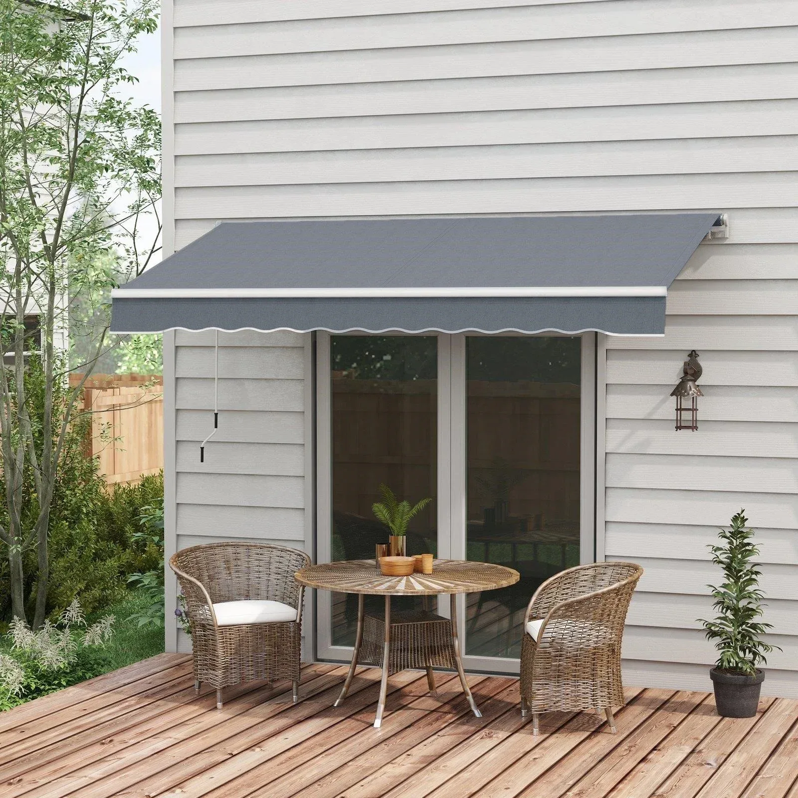 Brand New: Awning, 10' x 8' Manual Retractable Awning, Grey thumbnail