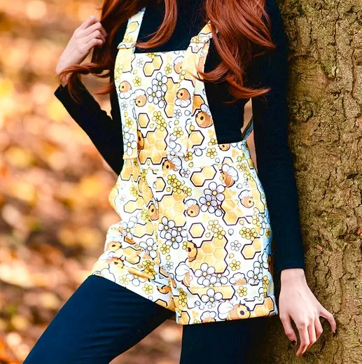 New Honey Bee Print Shorts Overalls thumbnail