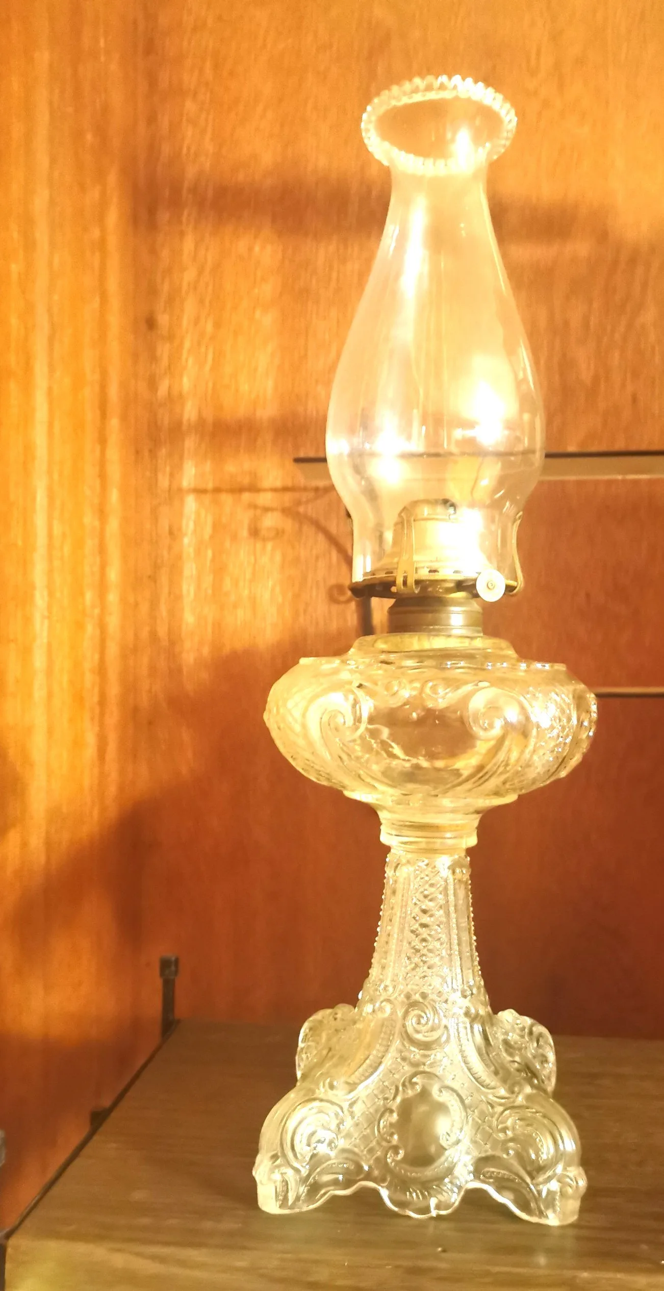 Large Excellent Condition Vintage Lamp Clear Decorative Base 19" image indicator(7)