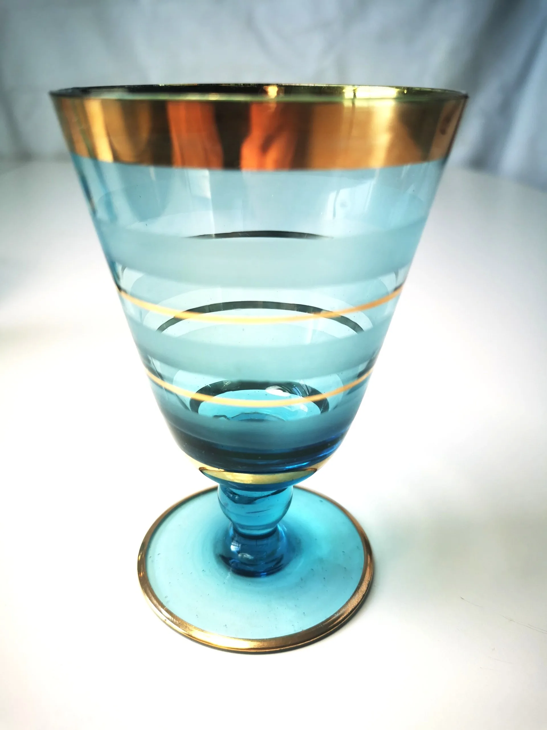 Turquoise Glassware with Gold Accents - Elegant Collectible Set image indicator(10)