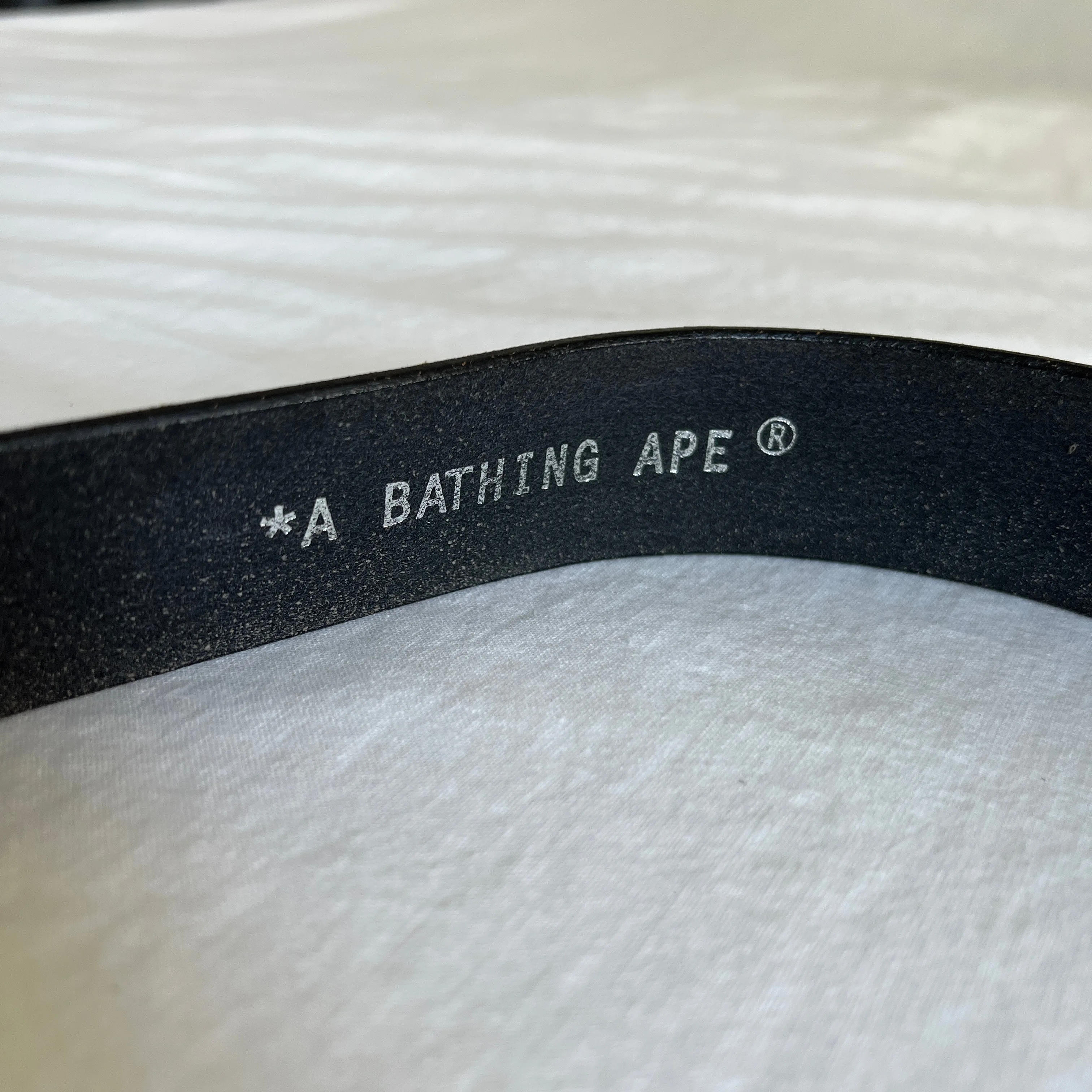 BAPE Silver Belt Buckle with Black Leather Belt - Made in Japan image indicator(3)