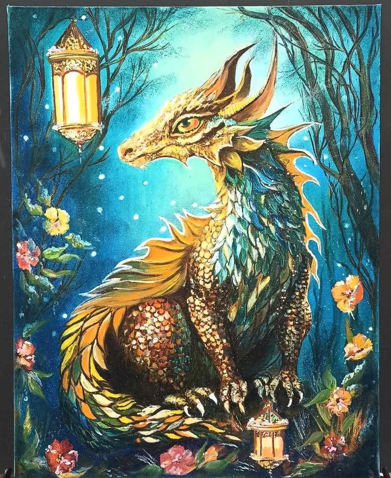 Acrylic dragon painting