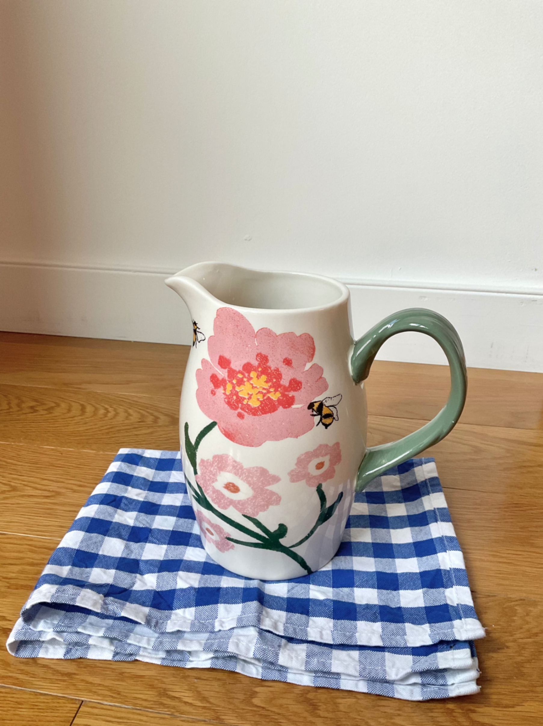 Floral Stoneware Pitcher